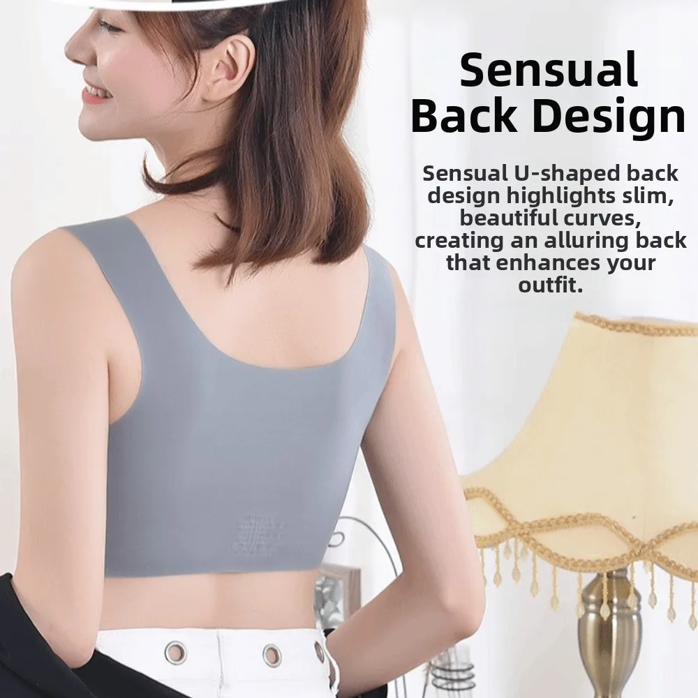High Quality Breathable Wireless Seamless Bra Soft Ice Silk Push-up Sports Bra Female Underwear Comfort Tank Top Bra Yoga Gym
