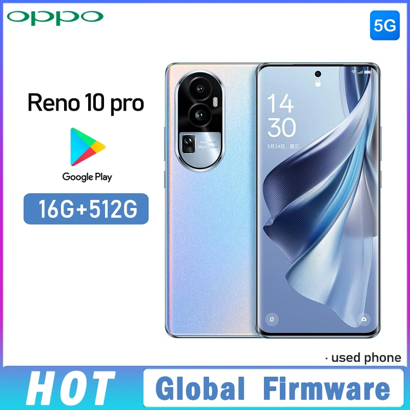OPPO Reno 10 Pro 5G Global Firmware smartphone ColorOS 13.1 16GB 512GB 50MP+32MP+8MP Tianji 8200 4600mAh Used Phone
