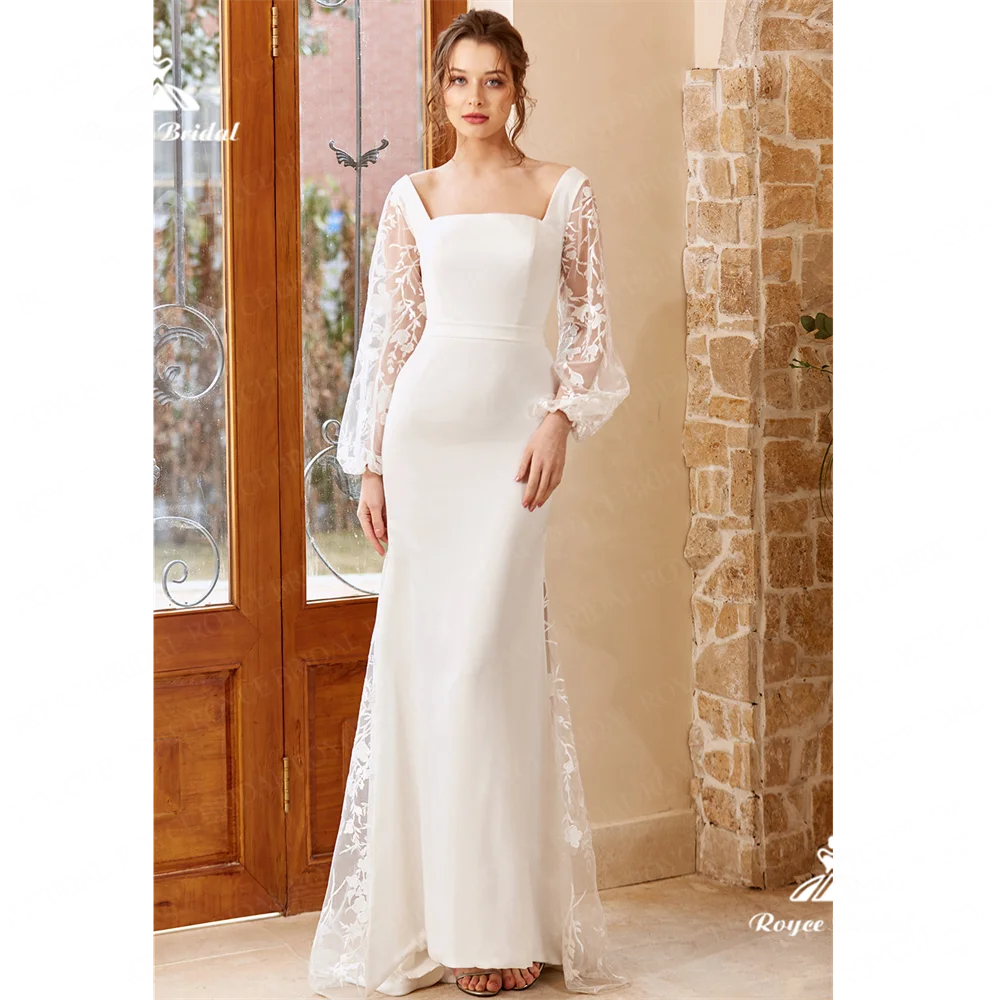 Roycebridal Square Collar Mermaid Wedding Dress 2025 Lace Sweep Train Wedding Gown платьеgelinlikdüğün elbisesiabiti da sposabra