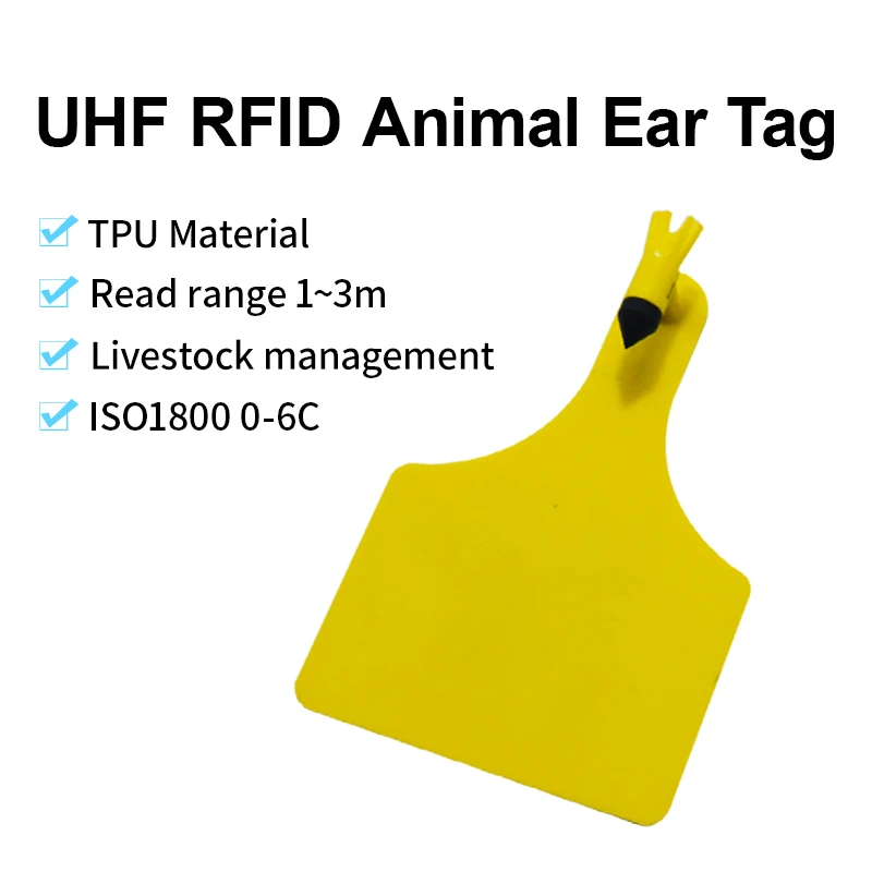 

100pcs 860-960Mhz RFID Animal Ear Tag IP67 TPU Material Cattle Ear Tag for Cattle Farm Livestock Management