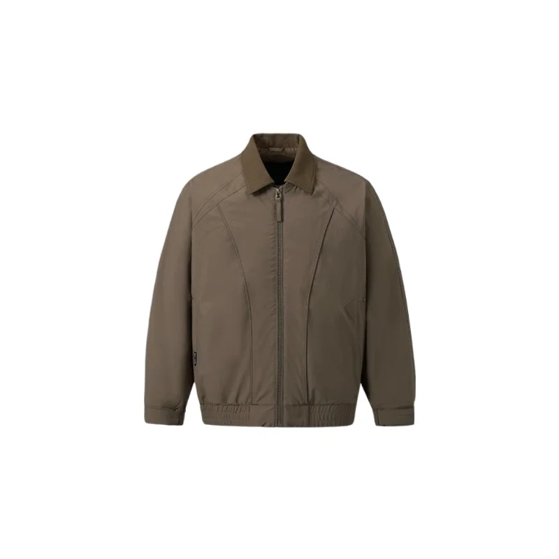 Men's Casual Turn Down Collar Zipper Cotton Padded Jacket Lightweight Windproof Outerwear Simple Solid Color Winter Coat Men