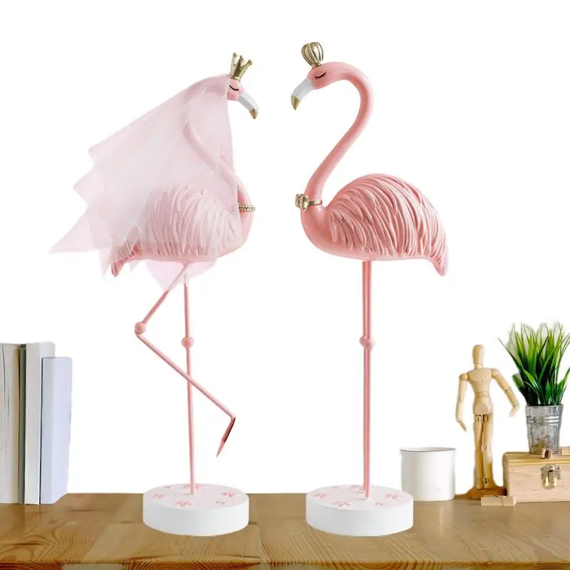 Pink Flamingo Figurines Flamingo Sculpture Pink Bird For Home Offices Exquisite Flamingo Bird Art Piece Gifts Romantic Accent