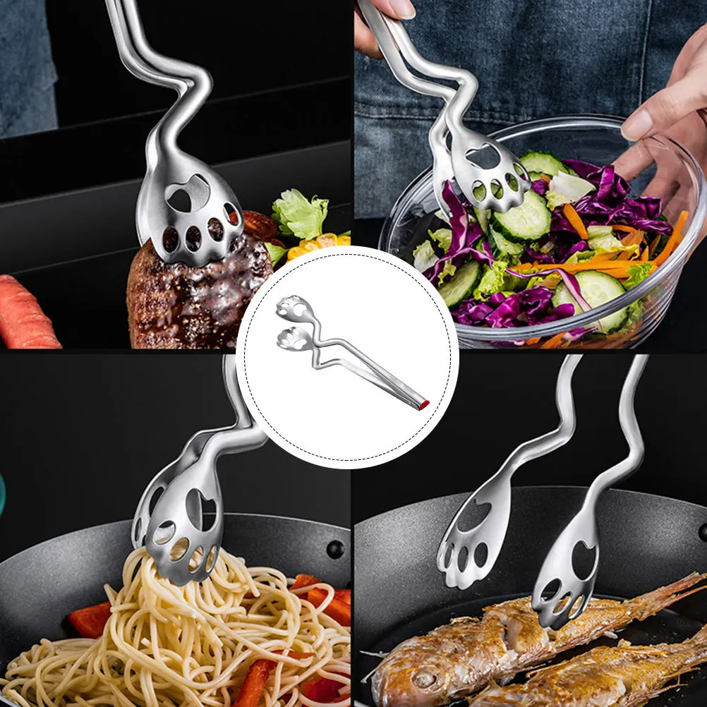 

1Pcs Stainless Steel Cat Claw Shaped Clip Multi Function Food Kitchen Bbq Grill Tool Comfortable Grip Long Handle Safe Practical