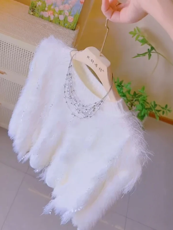 الكورية Sle Faionable تريكو المرأة العلوي مهدب تصميم الخريف وصول جديد رقيق سترة الدفء مريحة طويلة S...