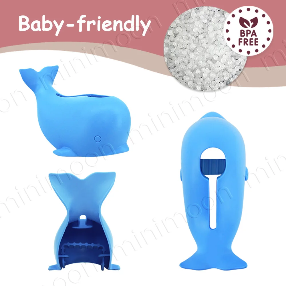 غطاء صنبور الحوت لسلامة حمام الطفل، حزام قابل للتعديل مع سيليكون ناعم خالٍ من مادة BPA مع ممتع وواقي