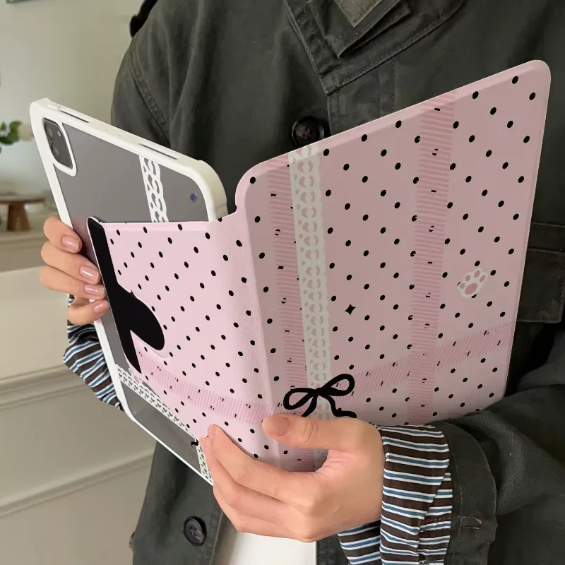 Black Polka Dot Leopard Print Niche Tablet Case For iPad Pro 13 11th A16 12.9
