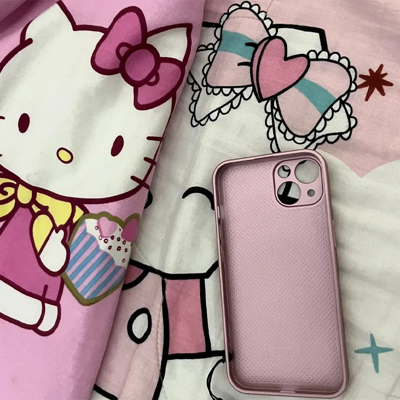 سانريو Kawaii مرحبا كيتي آيفون حالة الهاتف المحمول أنيمي الكرتون لطيف رائعة شاملة الزجاج الهاتف المحمول حالة وقائية #5