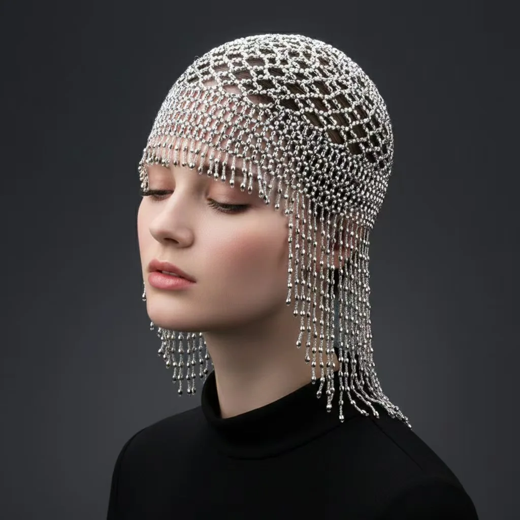 เครื่องประดับศีรษะสำหรับผู้หญิง ชุดเต้นระบำหน้าท้องแบบประดับลูกปัด หมวกคลุมศีรษะ เครื่องประดับผม สำหรับงานปาร์ตี้ งานแต่งงาน และการแสดง