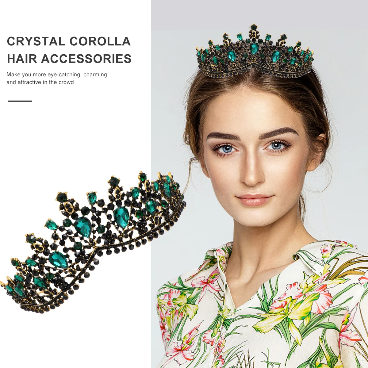 

Rhinestone Wedding Tiara Bridal Crown Alloy Lightweight Durable Comfortable for Brides Women Bridesmaids Hair Jewelry