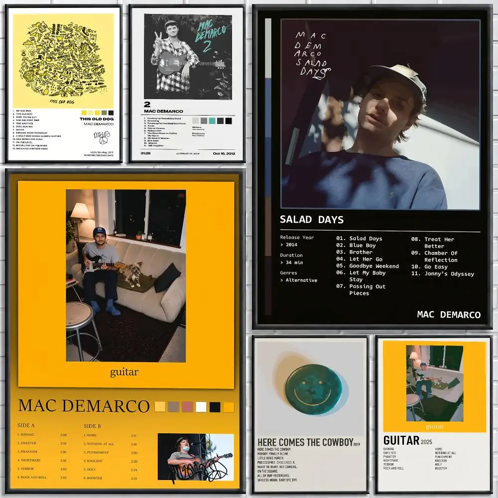 Singer Mac DeMarco Painting Calligraphy Stylish Canvas Poster Wall Art for Living Room Bedroom Cafe Office Decor Gift