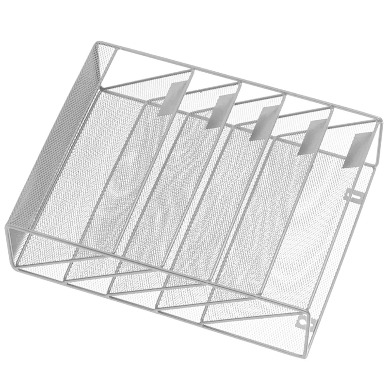 6 Tiered Mesh In Tray Wall Mounted File Holder Mail Organiser Metal File Storage Rack in Tray Magazine Storage Rack