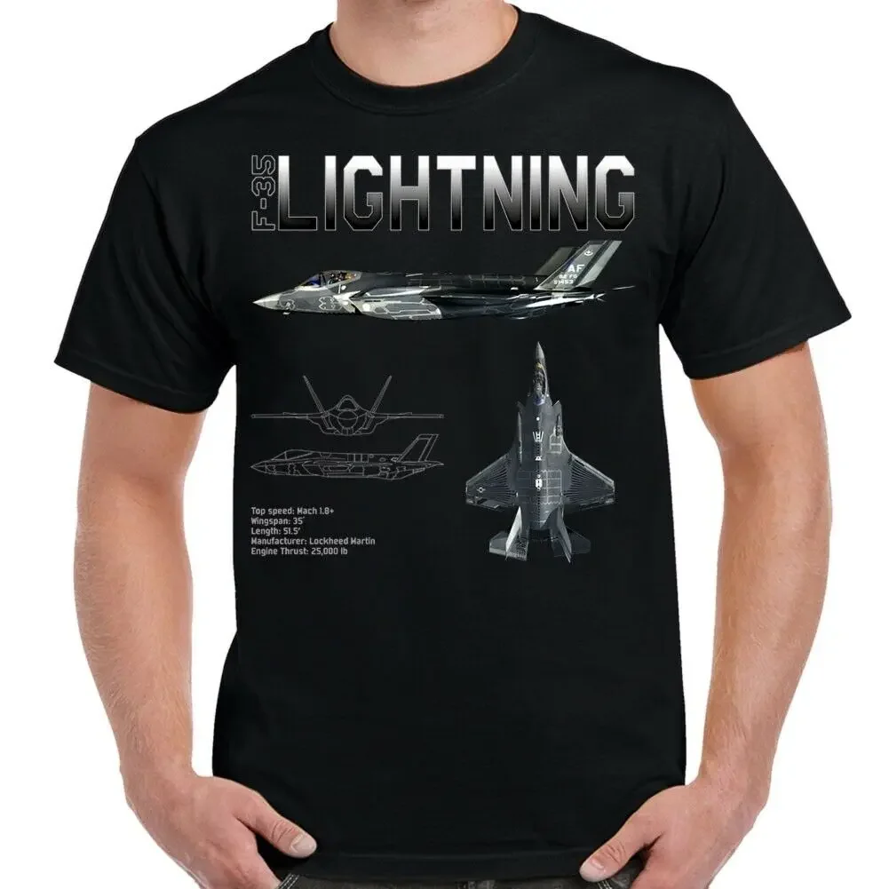 Rare F-35 Lightning II Stealth Fighter Schematic T Shirt. Short Sleeve 100% Cotton Casual T-shirts Loose Top Size S-3XL