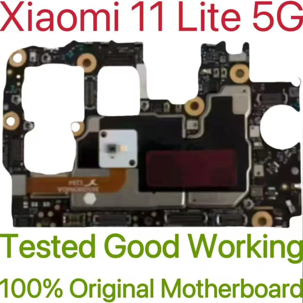 Original Unlocked Main Board For Xiaomi 11 Lite 5G Mainboard Motherboard Unlocked With Chips Circuits Flex Cable
