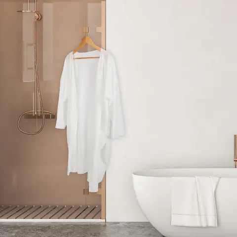 Pure Cotton Bathrobe for Women and Men Thickened Breathable Sleepwear Hotel Spa Shower Robe Neck Chest Protection Design