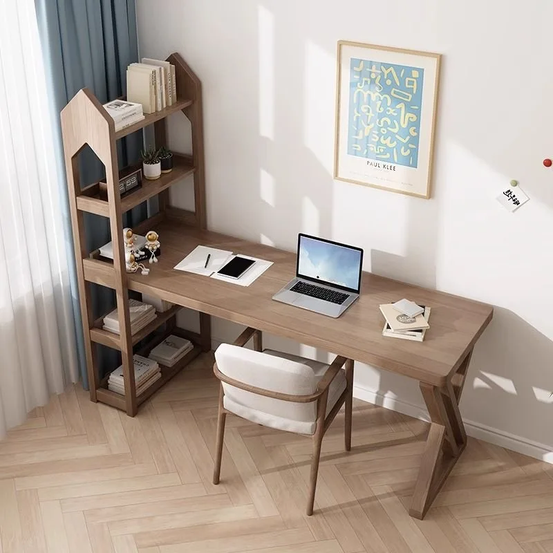 رف كتب مكتب دراسة من الخشب الصلب بالكامل من الشمال الجديد، مجموعة طاولة متكاملة، طاولة دراسة جدارية لسطح المكتب وغرفة النوم #4