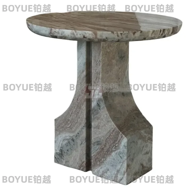 for Villa Hotel Luxury Small Corner Table Natural Marble Violet Round Living Room Coffee Table Wooden Furniture