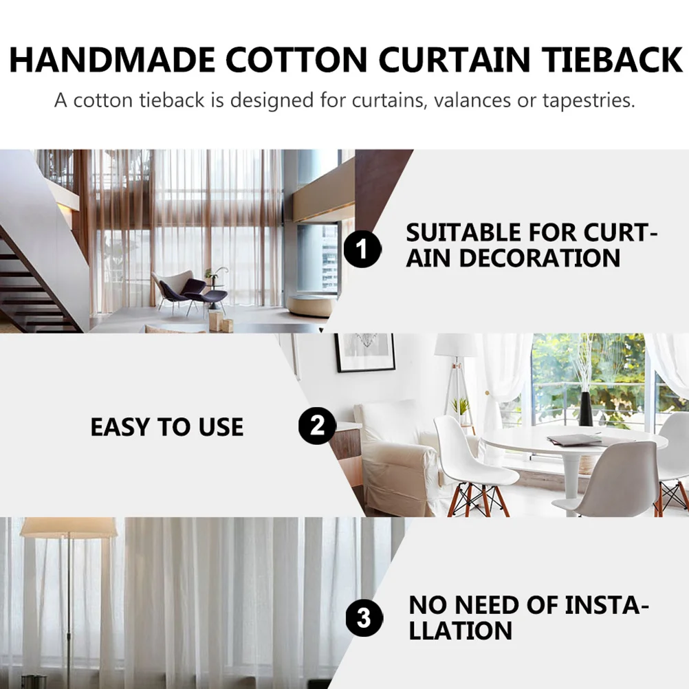 

Alipis 2 Pcs Moon Phases Curtain Tiebacks Cotton Tassel Rope Decorative Wall Hanging Farmhouse Fringe Window Decor