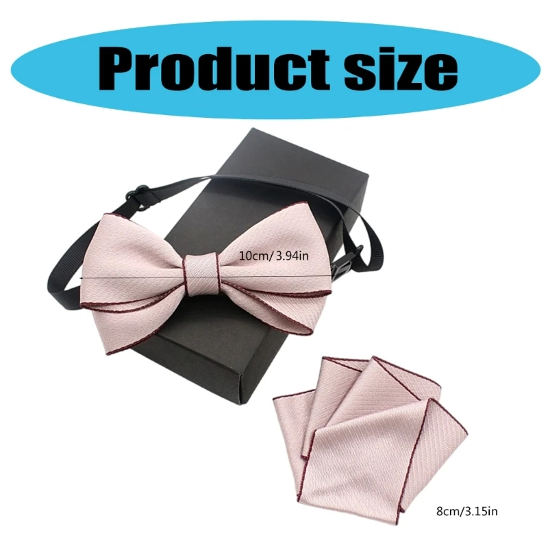 Children's Fashion Accessory Set with Adjustable Pre Tied Bowtie and Pocket Square Handkerchief for Parties and Weddings