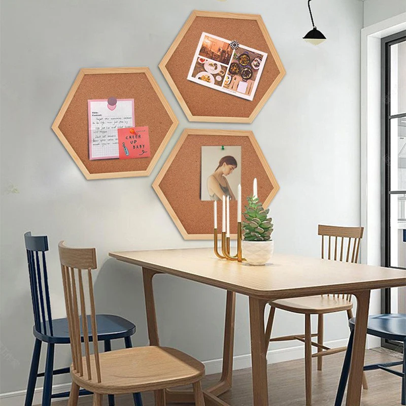 Office Teaching Hexagonal Cork Nail Board Decoration Mobile Hanging Message Board Picture Display Announcement Attachment File