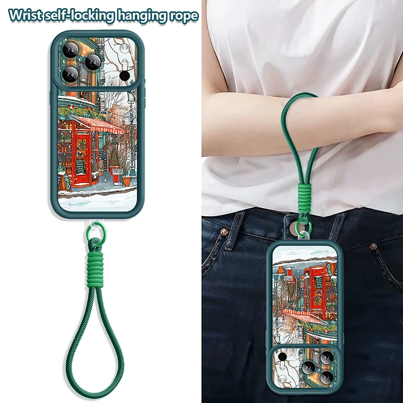 اللوحة الشتاء متجر عيد الميلاد شريط للرسغ الحال بالنسبة آيفون 17 برو ماكس فوندا آيفون 16 برو ماكس 15 14 13 12 11 16e الهواء لينة غطاء