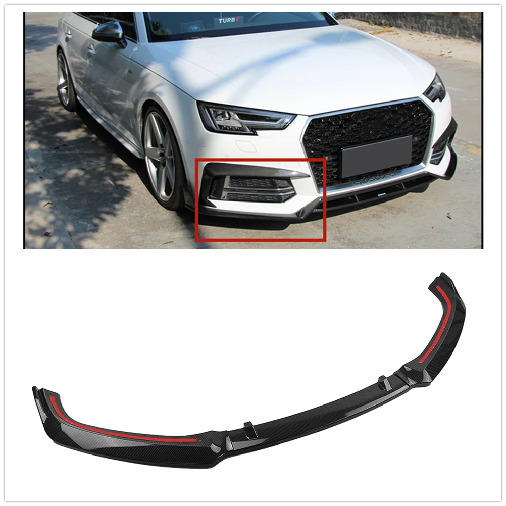 

Car Front Bumper Spoiler Lip Blade Lower Splitter Guard Plate Auto Part For Audi A4 B9 S4 Sedan 2017 2018 2019