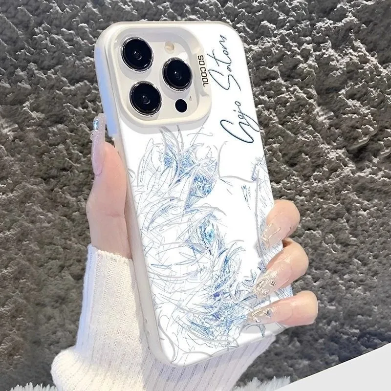 Funda protectora suave de lujo Manga Sketch Gojo Satoru para iPhone 11 12 13 14 15 16 plus 17 Pro Max XS XR X Coque dura