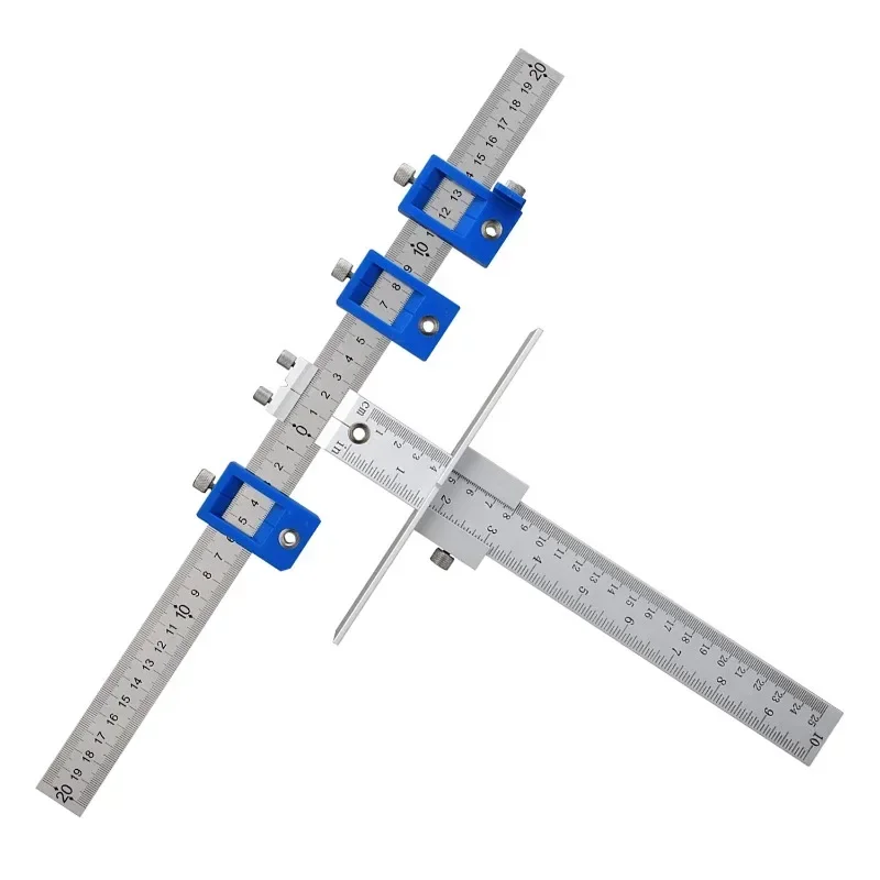 Tool Adjustable Punch Locator Drill Template Wood Drilling Dowelling Guide for Installation of Handles Knob Cabinet Hardware Jig