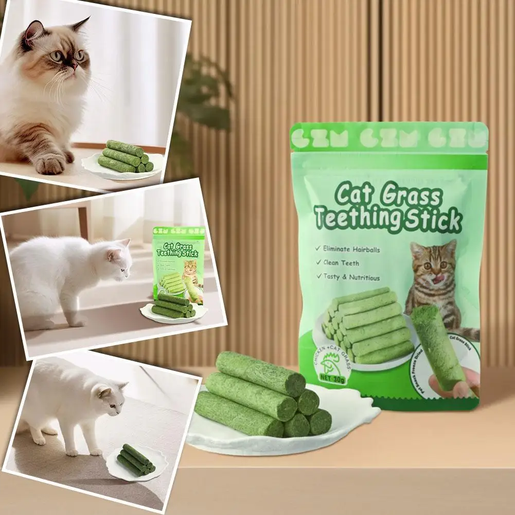 6pcs/bag Cat Grass Scented Stick Pet Snacks Hairball Removal Mild Cat Tooth Cleaning Cat Grass Stick 2024 Pet Supplies