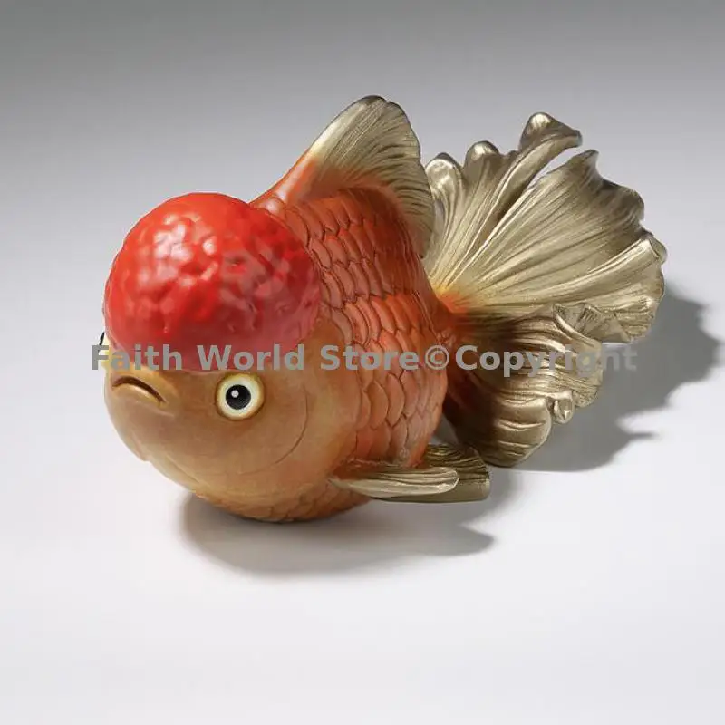 HONG YUN Good luck COPPER goldfish sculpture mascot gift BOSS OFFICE HOME decor thriving business bring wealth ornament present