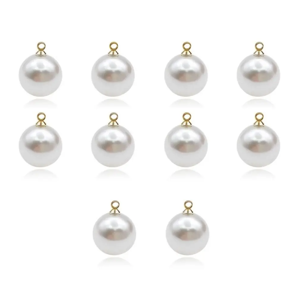 10PCS Clothes Decor Artificial Pearl ABS Handmade Pearl Buttons for Sweater Gold Round Imitation Pearl Jewelry Accessories