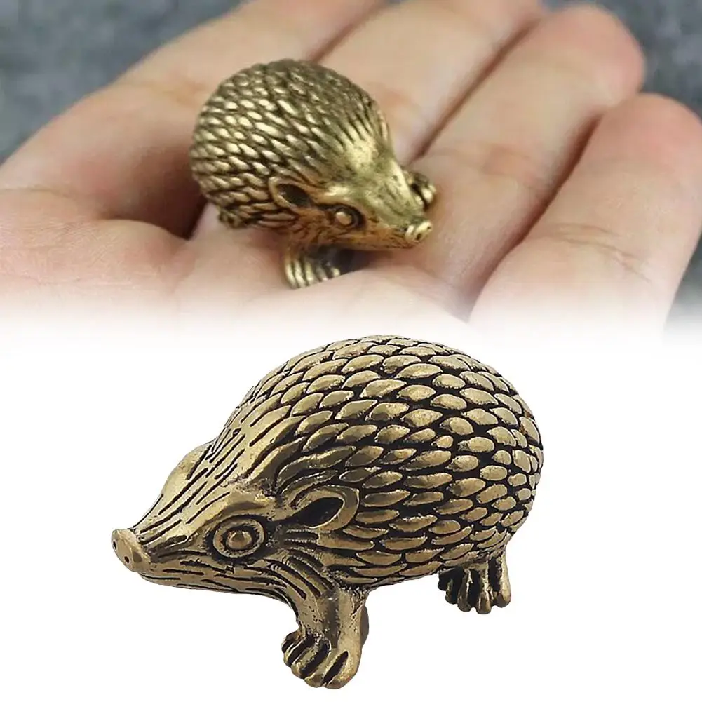 New Design Mini Brass Hedgehog Figurines Vintage Animal Decor Ornament Office Desk Tea Pet Metal Figure Home Statue P0H2