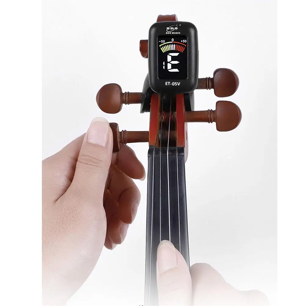 ENO ET05V Tuner Biola Mini Tuner Elektronik untuk Biola Biola Cello Clip-On Tuner Bagian Biola Digital Portabel