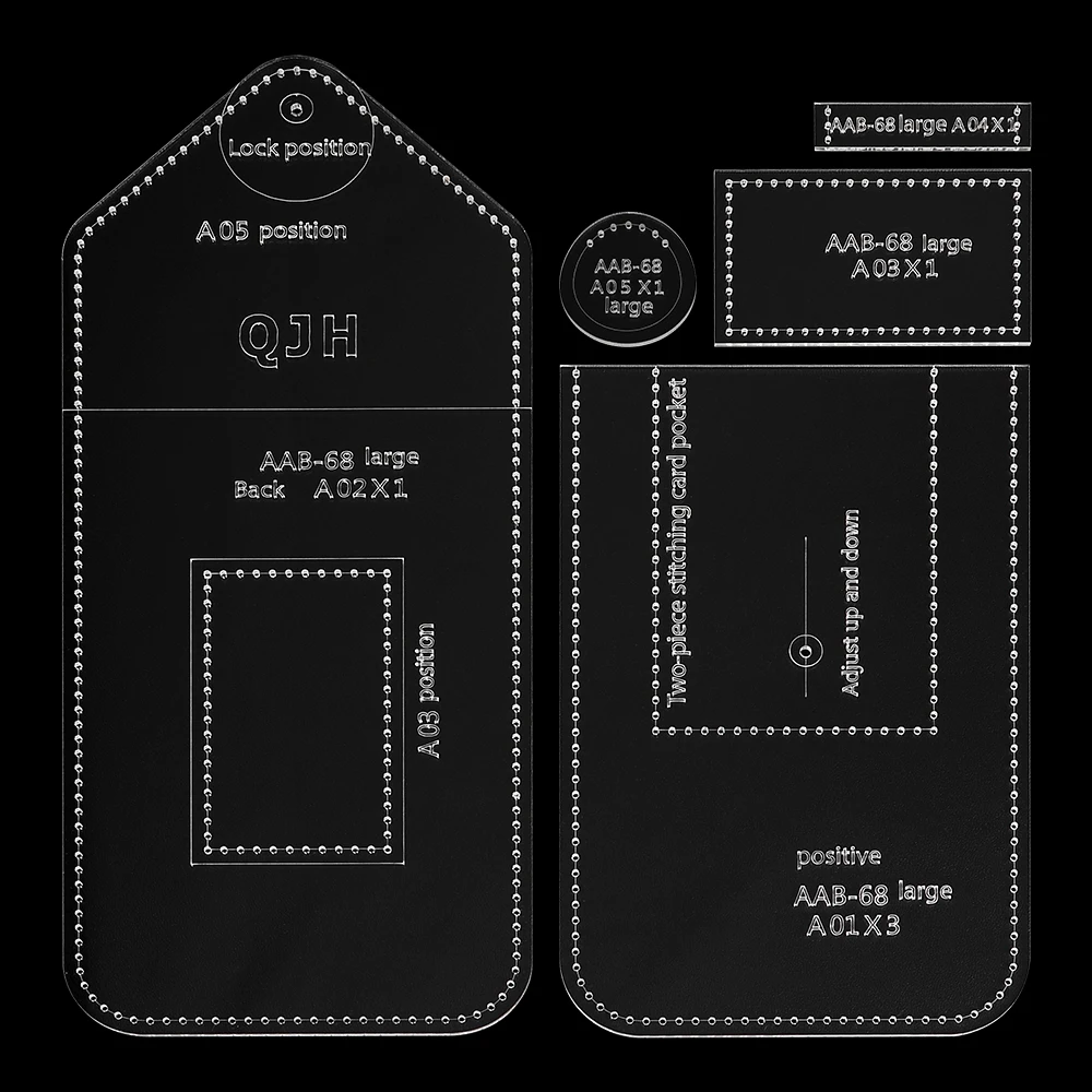 DIY Acrylic Templates for Hand Making Leather Sport Pouches Bag, Mobile Phone Bag Waist Bag Mold Sewing Pattern Stencil