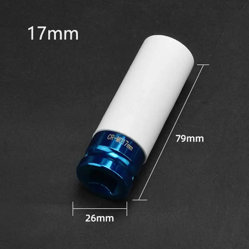 17mm 19mm 21mm Hex Sockets Colorful Sleeve Tire Protection Sleeve Wall-Deep Impact Nut Socket Alloy Wheel Pneumatic Wrench Tire