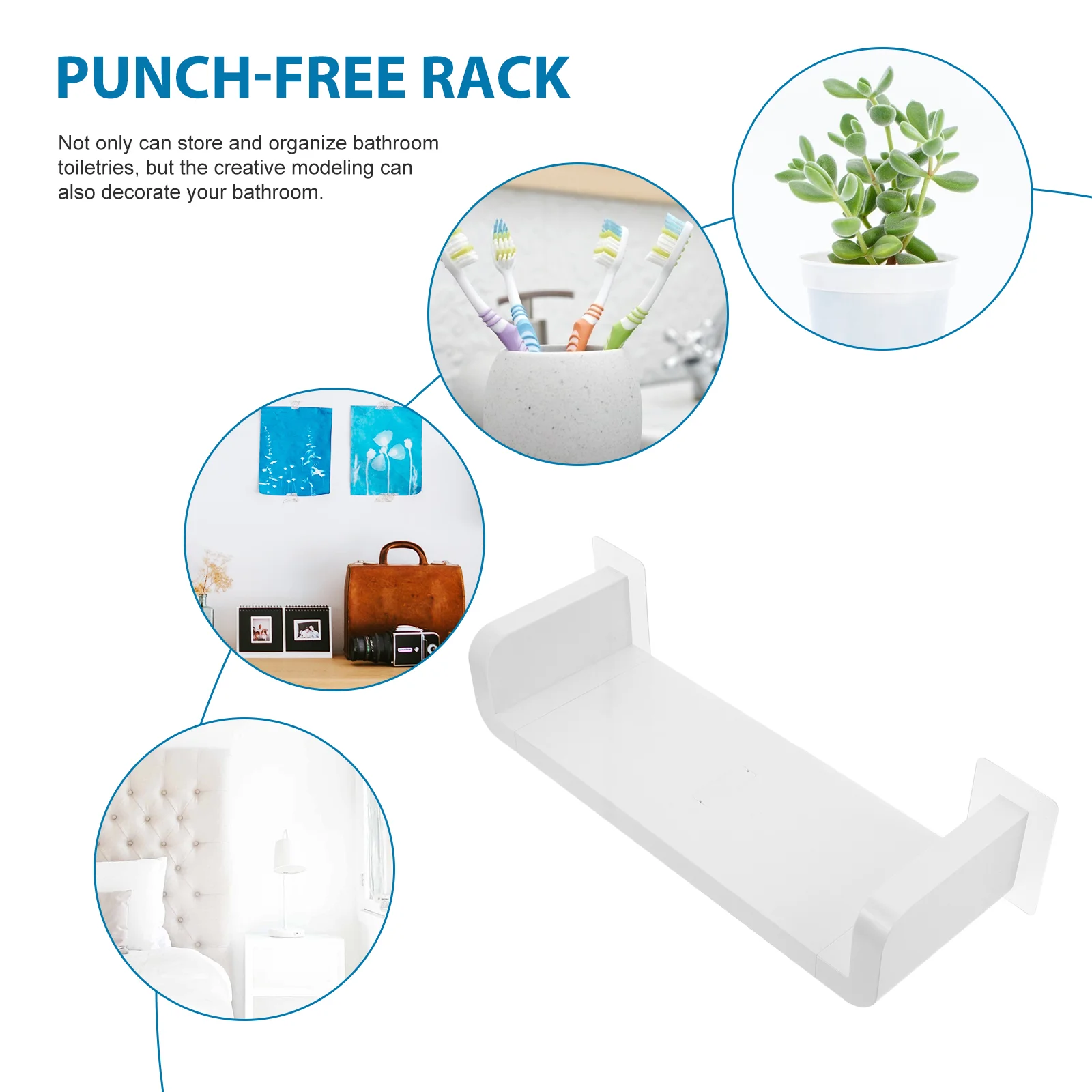 Bathroom Storage Rack Household Shelf Punch-free Wall Mounted Multifunctional Shelves Wall-mounted