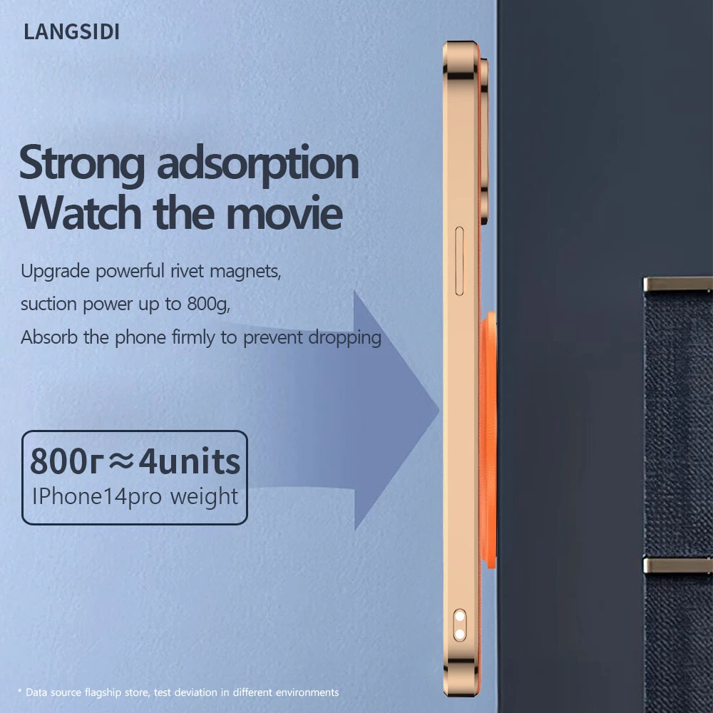 Langsidi-جلد البقر التصحيح المغناطيسي ، مرفق دائرة ، المغناطيس Magsafe ، شحن لاسلكي لابل آيفون