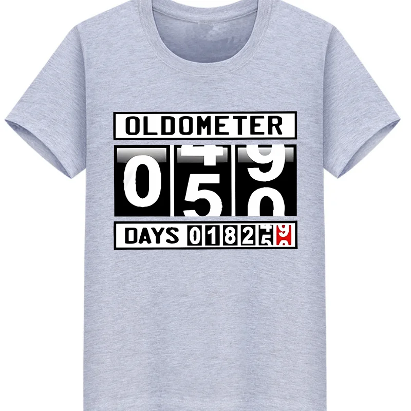 Cotton 100%Oldometer 50 Years Old Men's T-shirt Funny Gag 50th Birthday Fifty Years 18250 Days Age Odometer Design Men's Tshirt
