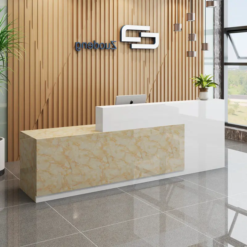 Mesa de recepção moderna de armazenamento, estilo nórdico, salão de beleza, recepção de luxo, escrivaninha de beleza italiana, móveis comerciais