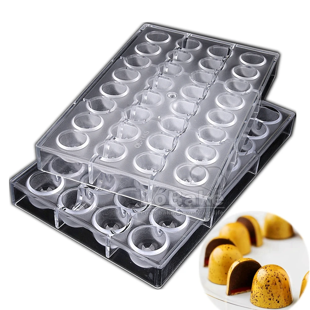 32 Cavities 2.7cm and 3cm Diameter Round Deep Half Ball PC Polycarbonate Chocolate Mold Bullet Ice Molds Candy Making DIY Baking