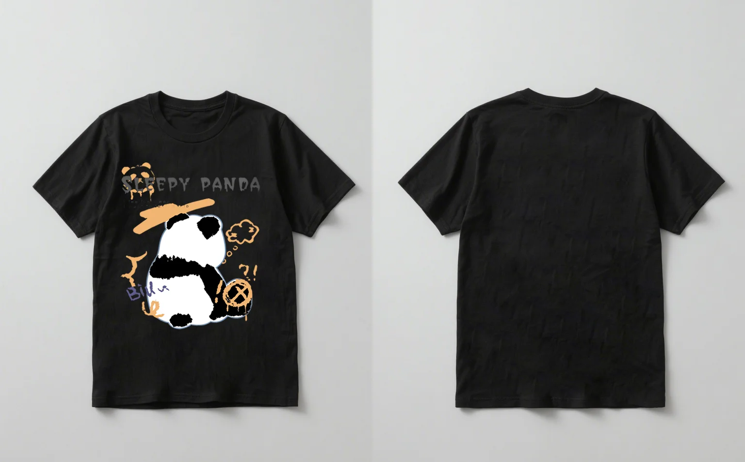 2025 New casual printed short-sleeved T-shirt "Sleepy Panda" cartoon pattern T-shirt top  suitable for both men and women