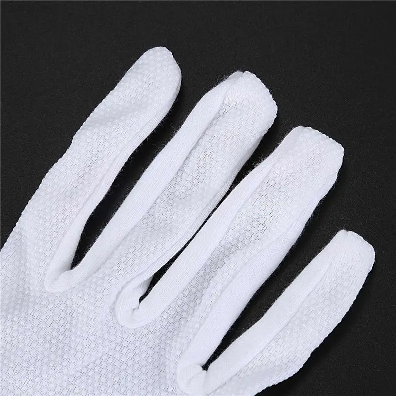 A11M-8 Pair Protective Anti-Slip White Cotton Work Driving Gloves