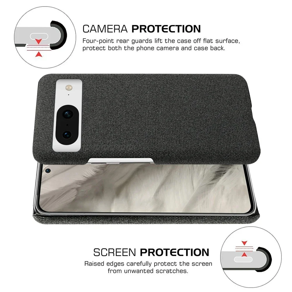 Fabric Antiskid Cover for Google Pixel 8, 8A, 8Pro, Pixel 8 A, Pixel8A, Pixel8 Pro, Luxury Cloth Case