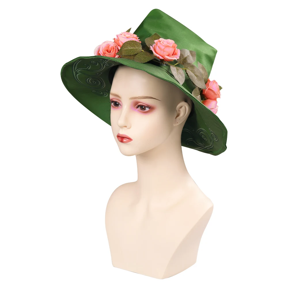 Sombrero de Cosplay Legacy Professor Mirabel, accesorios de disfraz de Mago para mujeres y niñas, juego de rol, sombreros florales puntiagudos verdes, regalos