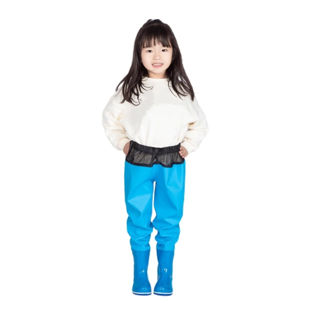 

PVC Children Rain Pants Boots Waterproof Flood Fighting Children Raincoat Jumpsuit Half-Body Thick Pants with Rain Boots