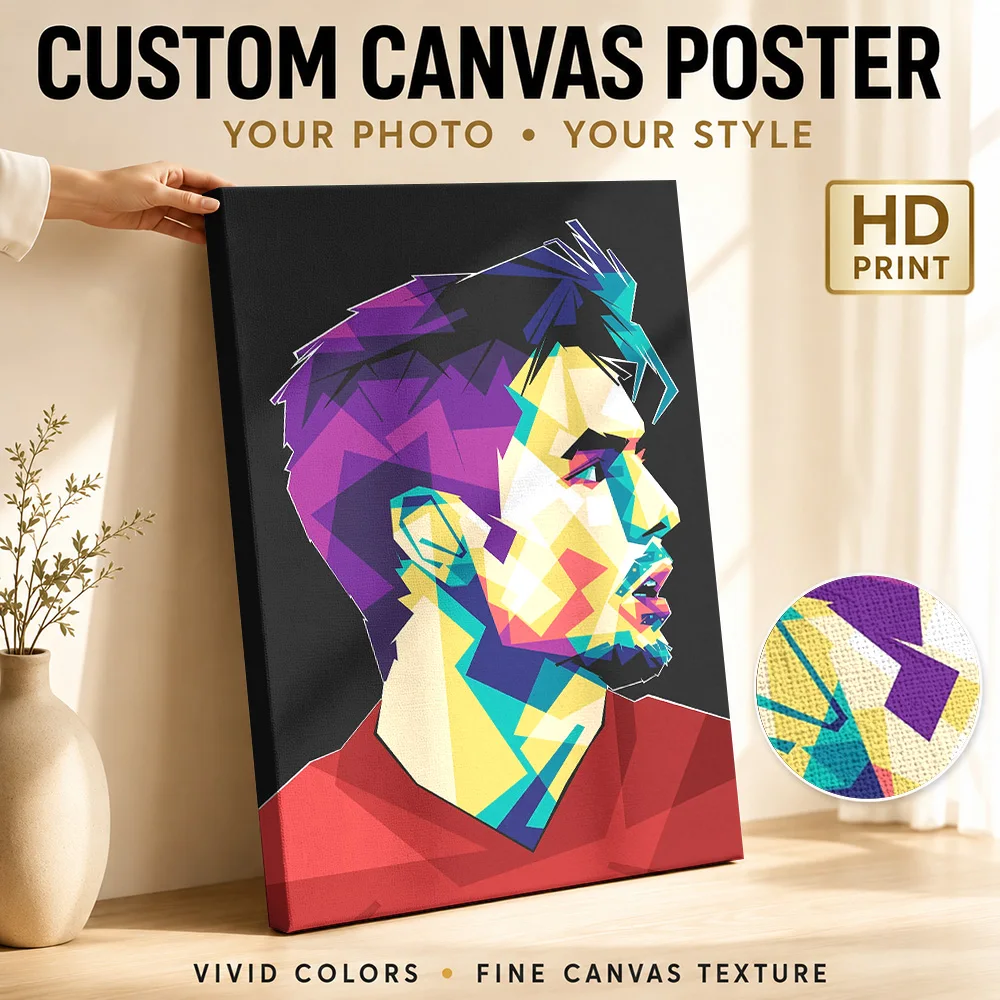 Brahim Diaz Football Player Canvas Print Customized Photo Multicolor Polygon Shapes Wall Art For Recreation Room Birthday Gift