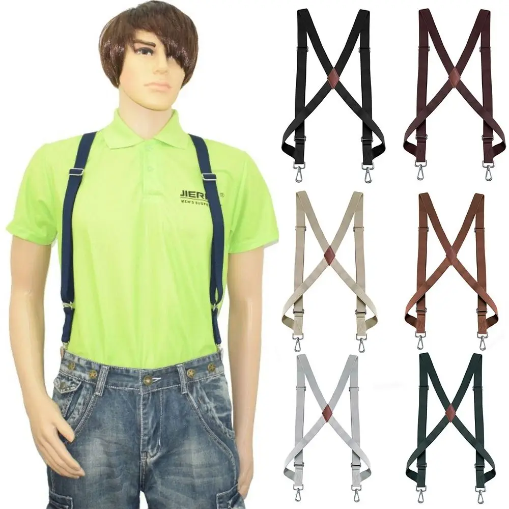 2.5cm Width Braces Suspenders X Shape Adjustable Strap Clip Elastic Braces Wedding Casual 2 Hooks Trouser Straps Belt Men Women