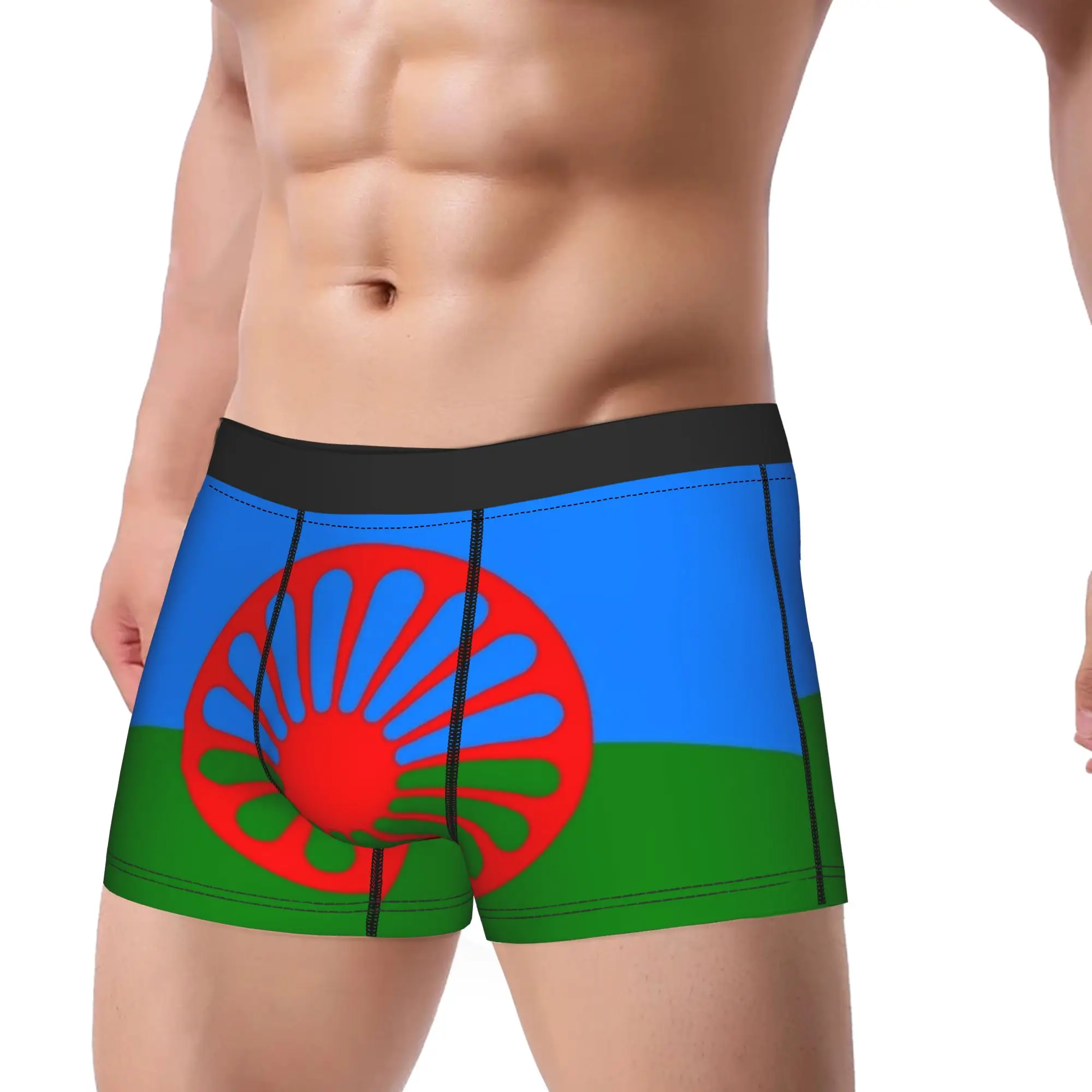 Romani Flag Underwear  Custom Trunk Hot Sale Men Panties Funny Boxer Brief Birthday Present