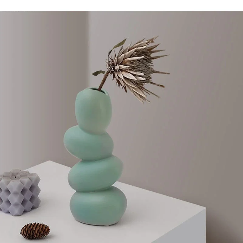 Ceramic Vase Egg Shaped Desktop Vases Dry Flower Arrangements Indoor Home Furnishing Decoration
