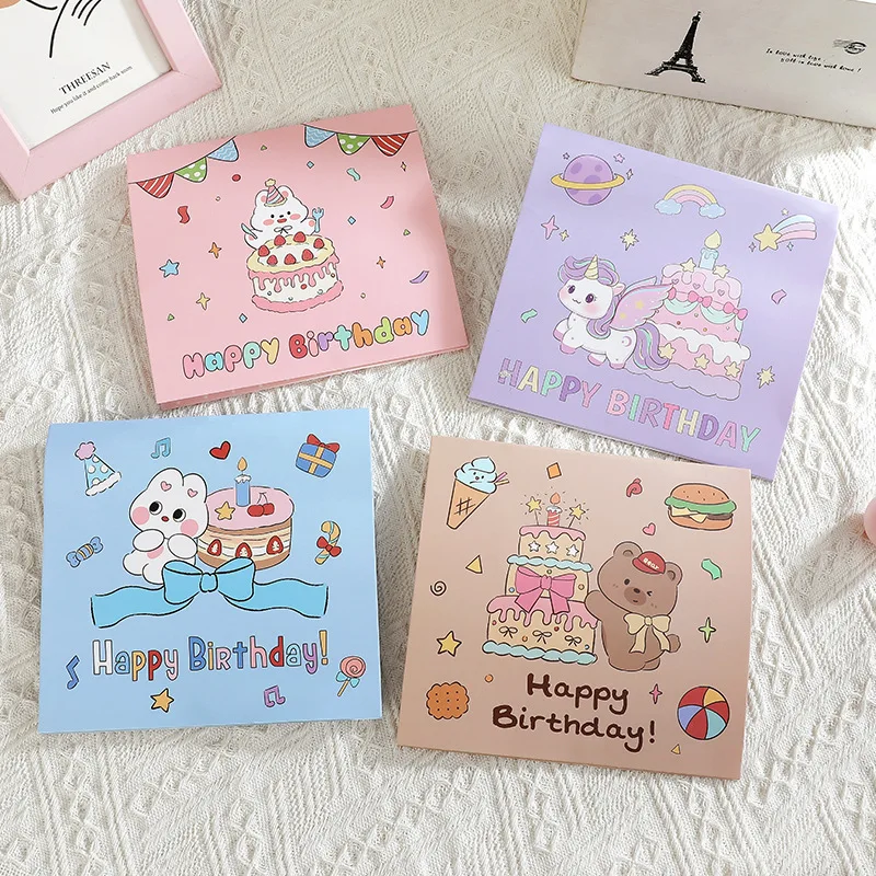 

1 pcs Pop up style DIY 3D cake greeting card material packaging foldable creative birthday greeting card handmade gift