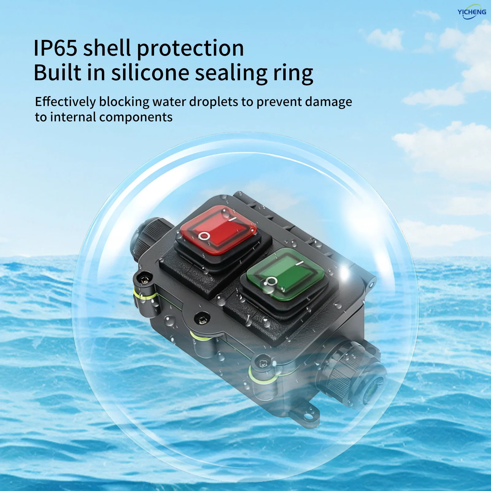 1Pcs  Waterproof outdoor junction box Waterproof On Off Toggle Switch with Light Rocker Button Inline Cord Switch DPST IP66